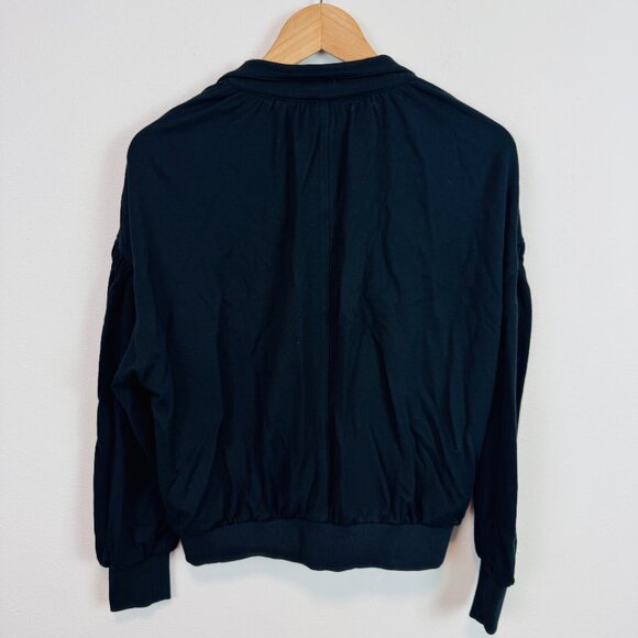Cabi Chance Bomber Jacket Small black full zip athleisure ruched sleeve  #3731 - Picture 2 of 6